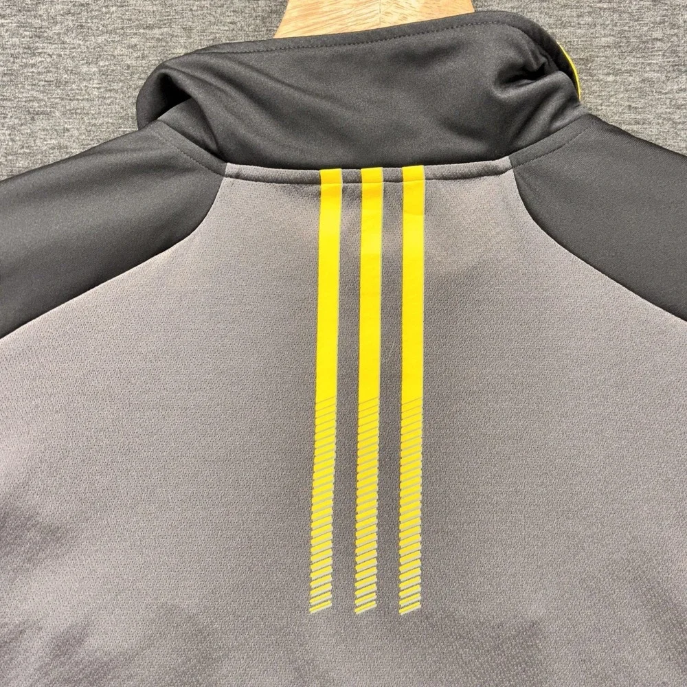 Adidas‎ Climalite Quarter Zip Pullover Mens XL Gray Yellow Running Athletic Top